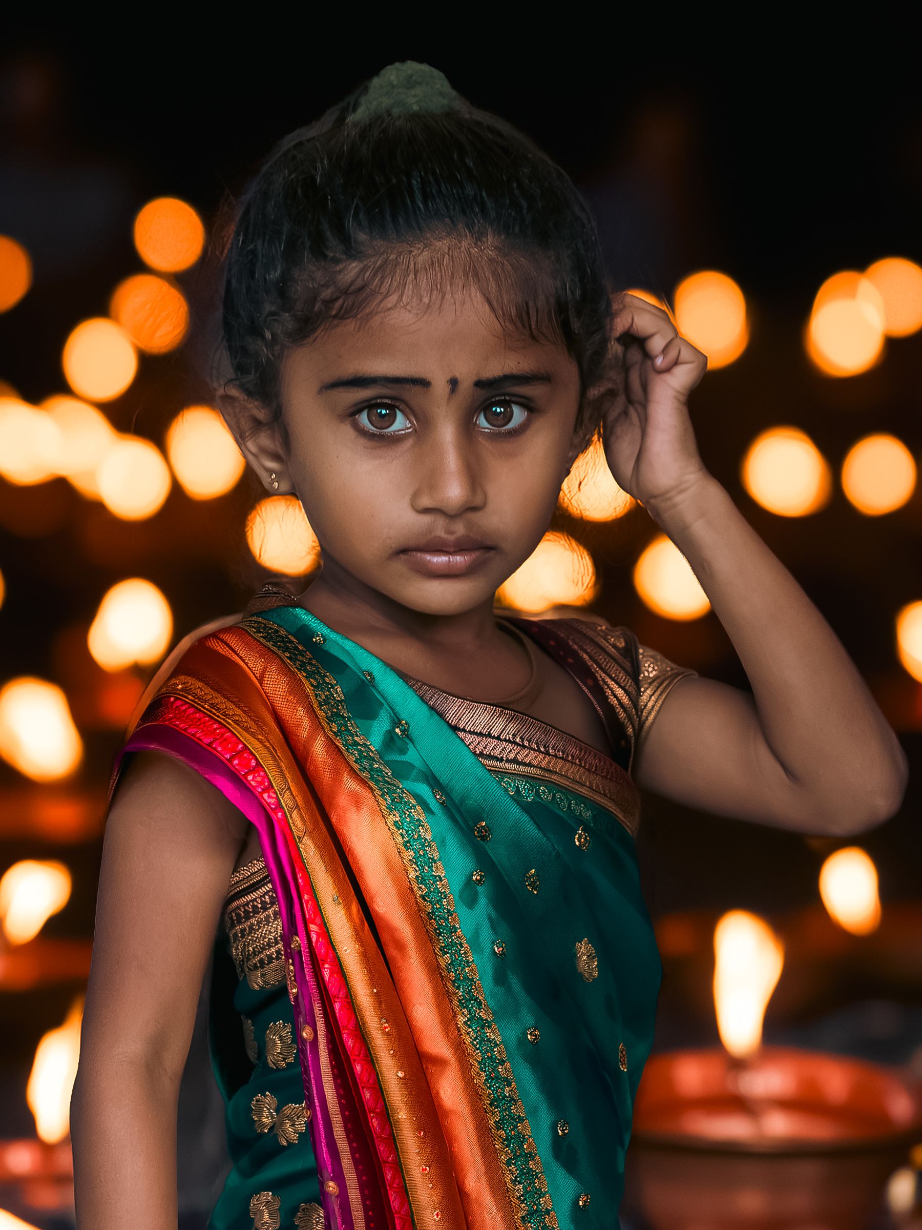 Young Girl Portrait With Candles